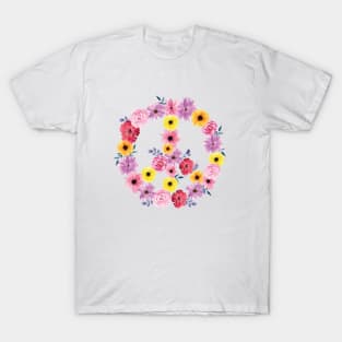 Flowers Peace Symbol T-Shirt